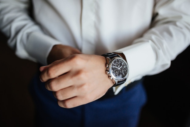 Man hand with watch on sale